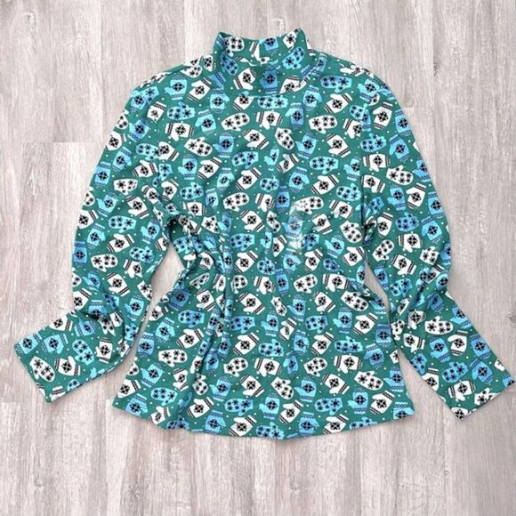 Karen Scott Women’s Christmas Holiday Mittens Print Cotton Blend Top XXL - Picture 1 of 2